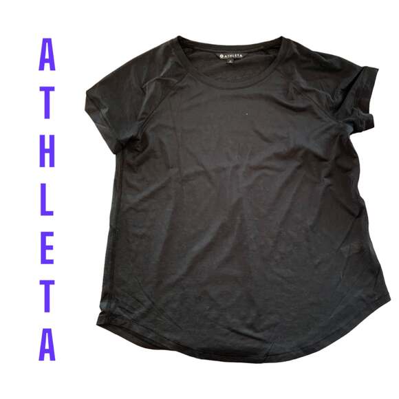 Athleta sheer black t shirt lightweight womens medium - Picture 1 of 6